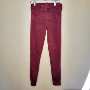 AE American Eagle High-Rise Jegging Size 2 Regular Next Level Stretch Burgundy